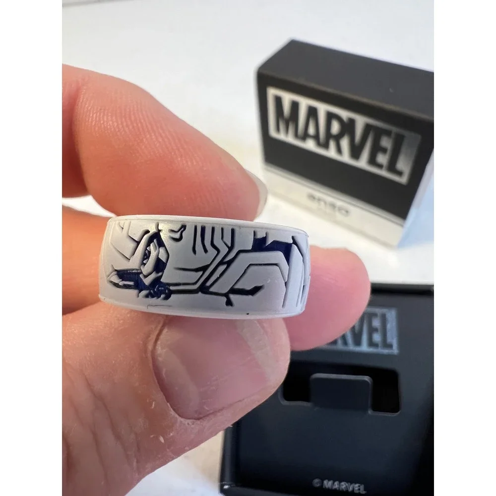 Enso Rings Marvel Avengers Captain America White Blue Silicone Ring Size 7 Box